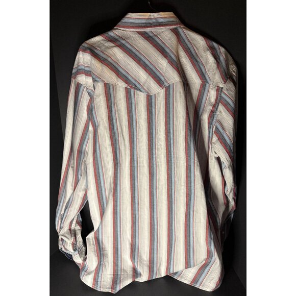 Wrangler 20X Competition White Pearl Snap Shirt Mens XL Striped Western - Picture 3 of 6